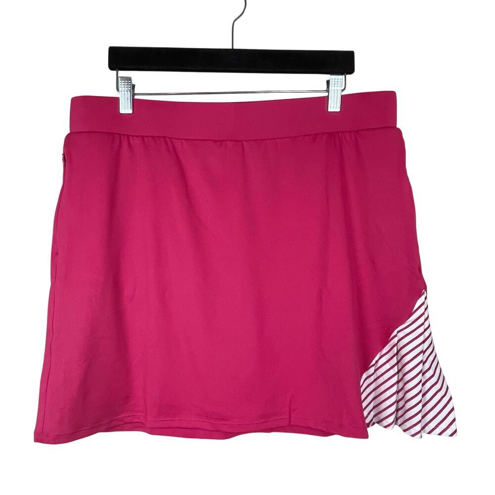 Chico's Zenergy UPF Knit Skort Pink Bromeliad Striped Trim Size 12 NWT